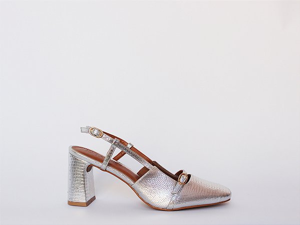 Scarpin Renata Salto Bloco Croco Verano Specchio Brand