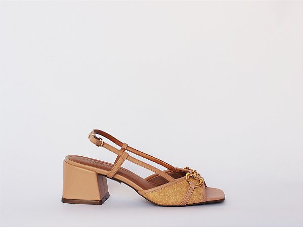 Sandália Mariele Salto Bloco Palha Verano Specchio Brand