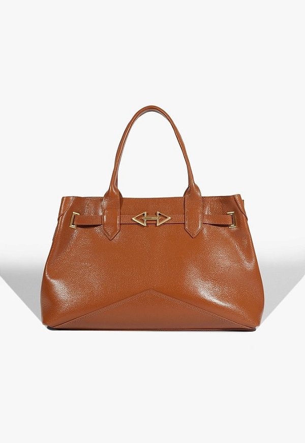 Bolsa Grande Tote Sally Couro Ziper Schutz Marrom