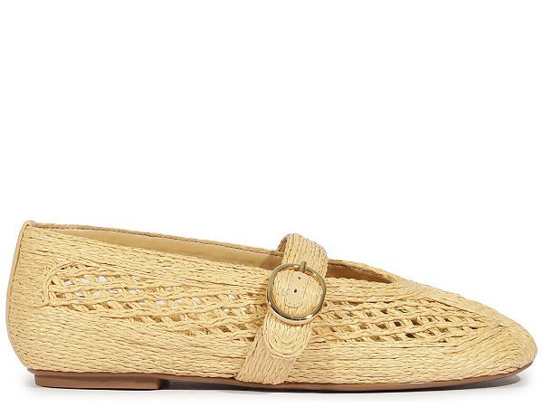 Sapatilha Feminina Palha Tira Fivela Schutz Nude