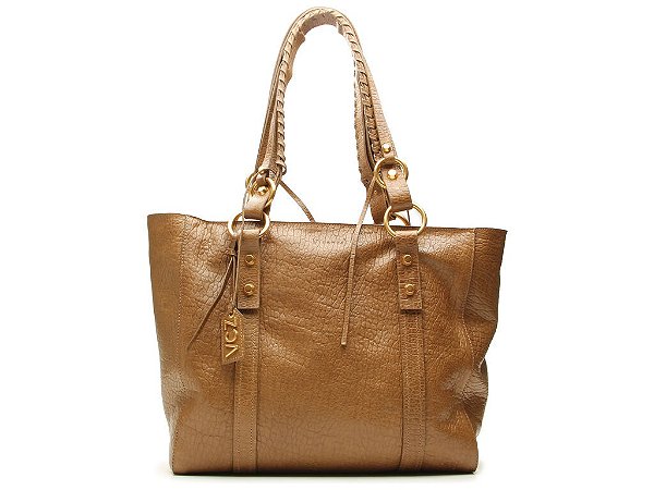 Bolsa Feminina Grande Croco Argolas Vicenza Marrom