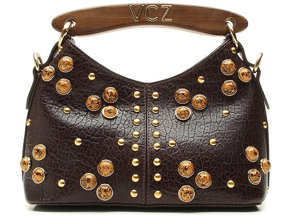 Bolsa Feminina Pequena Ilhós Madeira Corrente Vicenza Coffee