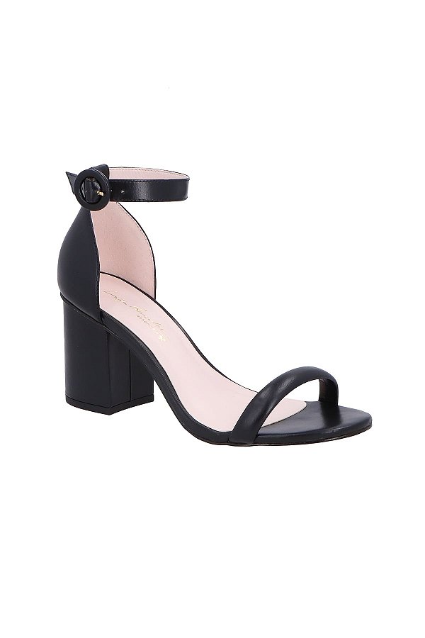 Sandalia Salto Alto Bloco Fivela Grease Luiza Barcelos Preto