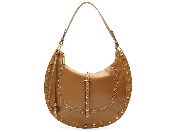 Bolsa Grande Rebite Couro Hobo Ziper Logomania Vicenza Camel