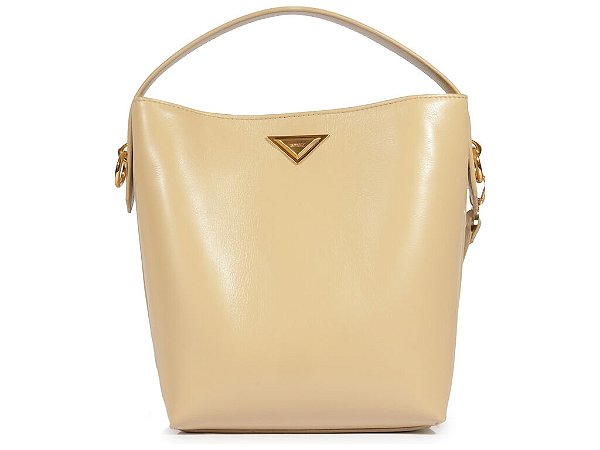 Bolsa Bucket Média Couro Alça Fivela Schutz Bege