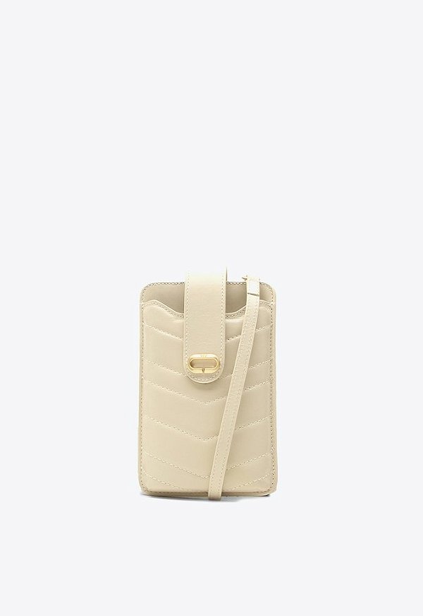 Porta Celular Beatrice Couro Logo Fecho Tiras Vicenza Off White