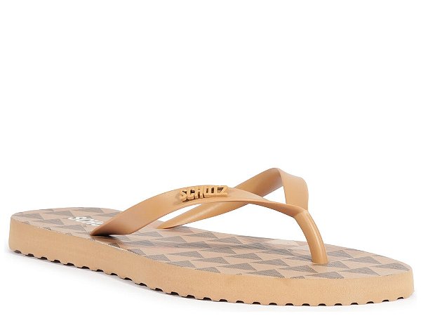 Chinelo Feminino Flat Flip Flops Triangulo Schutz Nude
