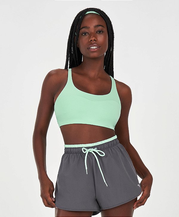 Top Feminino Recortes Tule Alto Giro