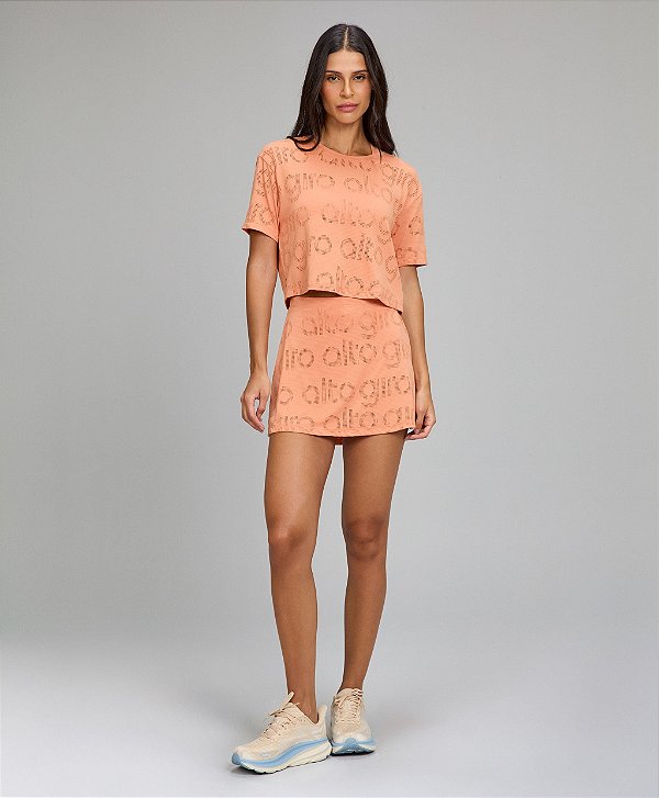 Saia Feminina Sobreposta Mesh Alto Giro