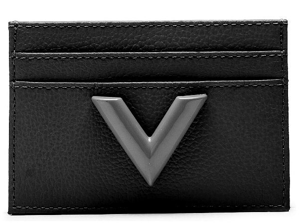 Porta Cartão Feminino Pequeno Couro V Vicenza Preto