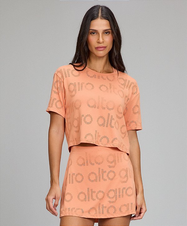 Tshirt Feminina Cropped Mesh Alto Giro