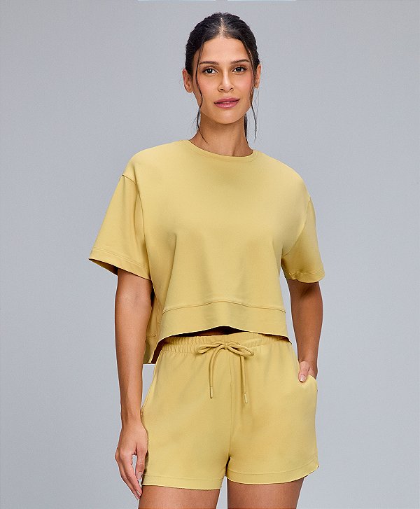 Tshirt Feminina Cropped Moletinho Alto Giro