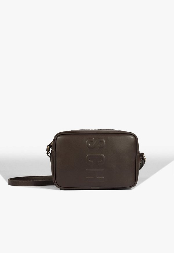 Bolsa Pequena Tassy Tiracolo Multimaterial Ziper Logo Schutz Coffee