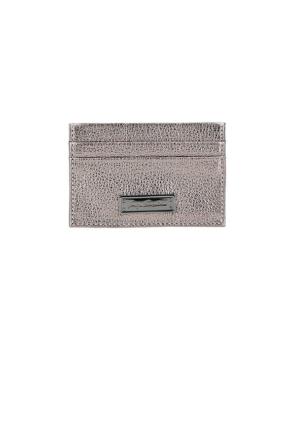 Porta Cartão Feminina Pequena Logo Metalcolor Croco Luiza Barcelos Chumbo