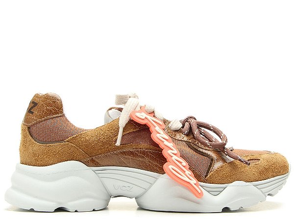 Tenis Couro Camurça Multimaterial Cadarço Bicolor Vicenza Marrom