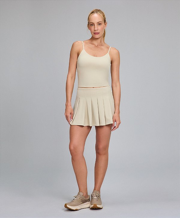 Saia Feminina Pregas Com Shorts Interno Alto Giro