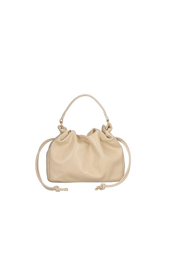 Bolsa Feminina Pequena Bucket Crossbody Tiras Couro Luiza Barcelos Nude