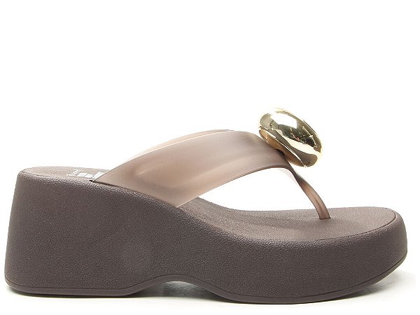 Chinelo Feminino Esfera Logo Mania Plataforma Vicenza Coffee