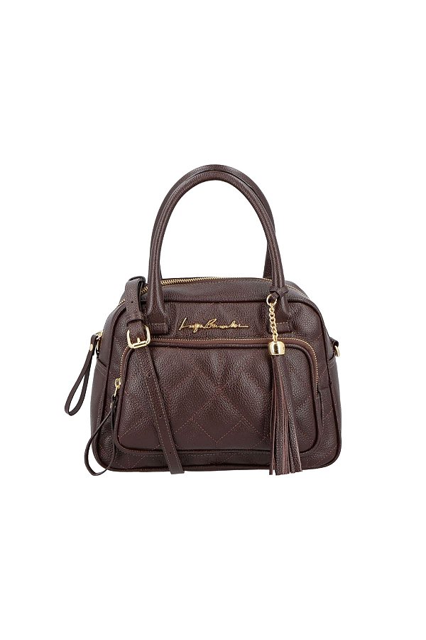 Bolsa Feminina Média Matelassê Frontal Logo Luiza Barcelos Marrom