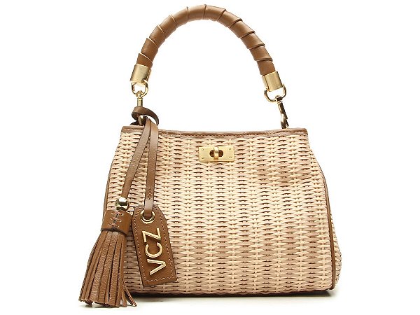Bolsa Pequena Tote Bella Multicolor Multimaterial Palha Couro Vicenza Nude