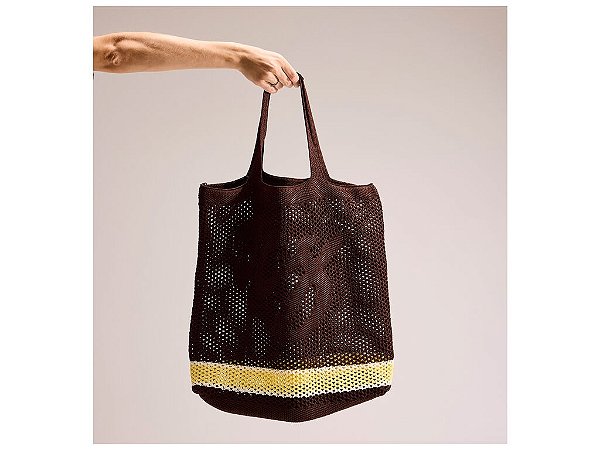 Bolsa Grande Shopper Tecido Tresse Logomania Vicenza Coffee