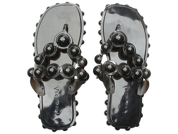 Chinelo Feminino Jelly Flip Flop Injetado Aplicações Vicenza Preto