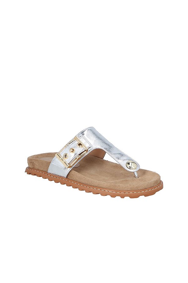 Papete Sandalia Camurça Tratorado Fivela Metalcolor Luiza Barcelos Prata