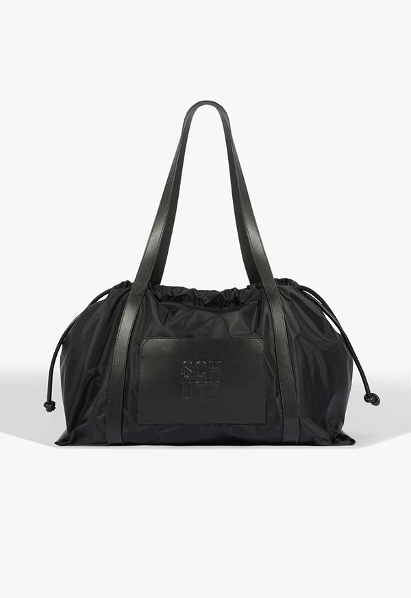 Bolsa Grande Multimaterial Shopper Willa Enfeites Ziper Alça Schutz Preto
