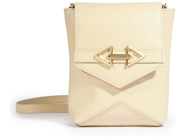 Bolsa Pequena Tiracolo Couro Alça Corrente Logo Seta Schutz Off White