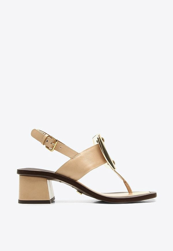 Sandalia Faro Salto Alto Bloco Bico Quadrado Couro Vicenza Nude