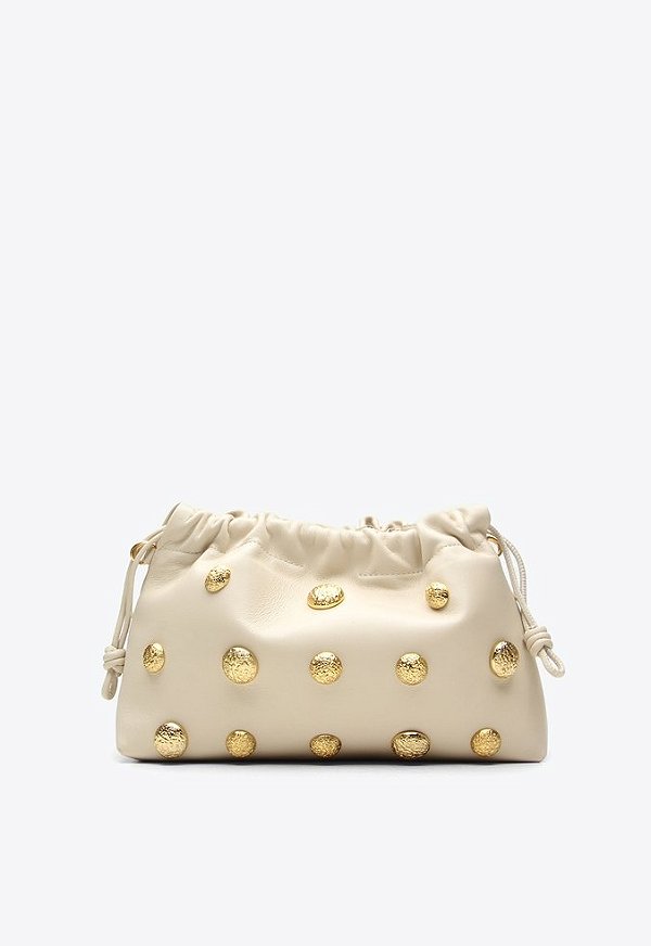 Bolsa Média Tiracolo Couro Canoe Esferas Enfeites Vicenza Off White