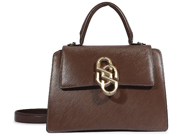 Bolsa Tote Média Couro Logomania Alça Corrente Schutz Coffee