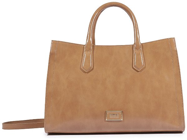 Bolsa Medio Tote Ziper Logo Tag Schutz Marrom