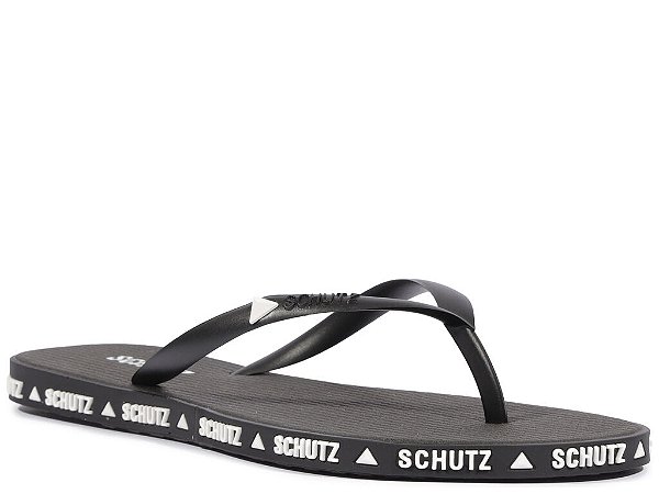 Chinelo Feminino Jelly Logo Relevo Flip Flop Schutz Preto