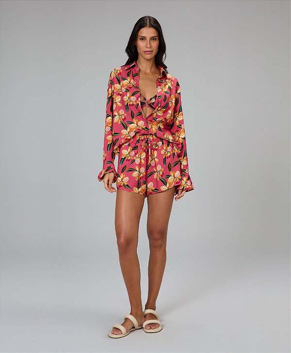 Shorts Feminino Cintura Alta Estampado Alto Giro