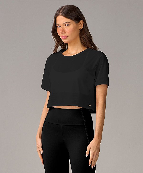 Tshirt Feminina Cropped Tule Alto Giro
