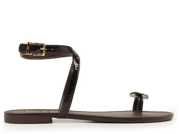 Rasteira Dedo Aplicação Tira Verniz Fivela Vicenza Coffee