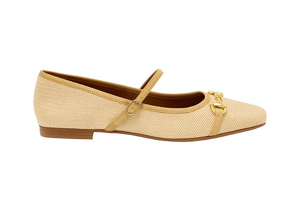 Sapatilha Lalas Bico Quadrado Palha Lumière MYSB