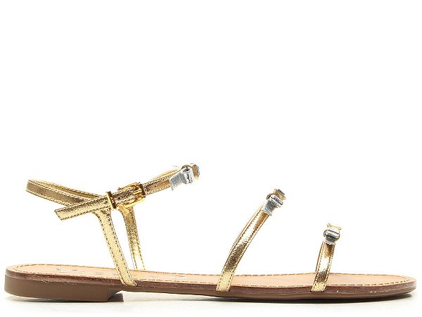 Rasteira Tiras Metalcolor Laços Aplicações Vicenza Dourado