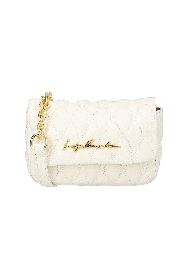 Bolsa Pequena Couro Metalassê Alça Corrende Logo Luiza Barcelos Off White