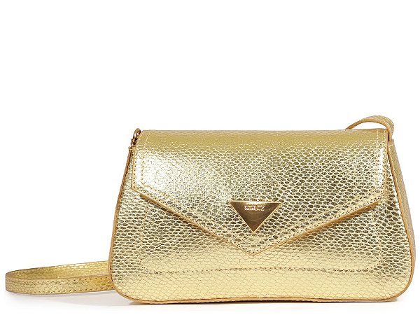 Bolsa Pequena Metalcolor Croco Tiracolo Schutz Dourado