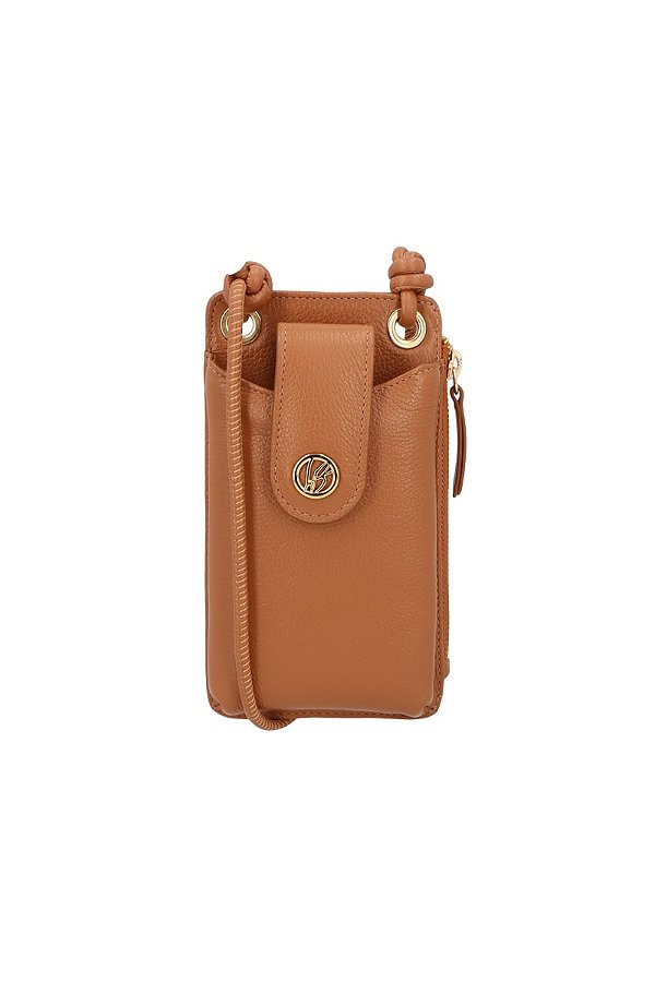 Mini Bolsa Porta Celular Couro Luiza Barcelos Camel