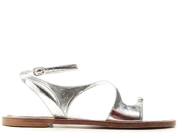 Rasteira Tiras Fivela Metalcolor Strass Dedo Vicenza Prata