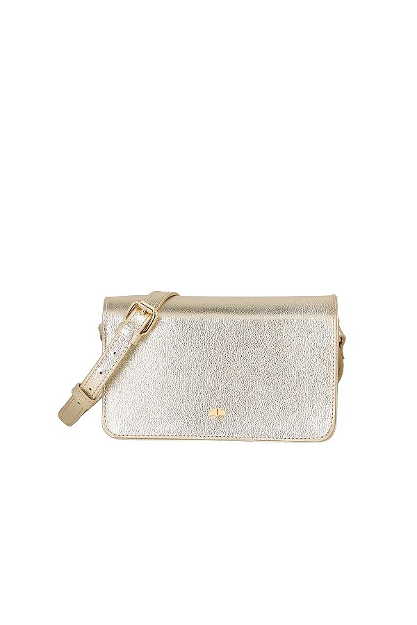 Bolsa Tiracolo Pequena Metalcolor Fivela Luiza Barcelos Dourado