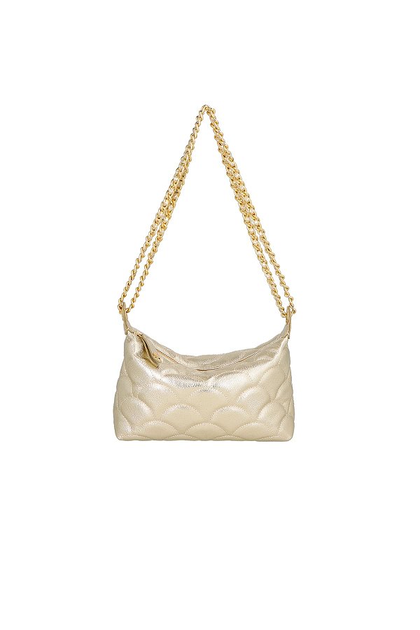 Bolsa Metalcolor Ziper Tiracolo Alça Corrente Luiza Barcelos Dourado