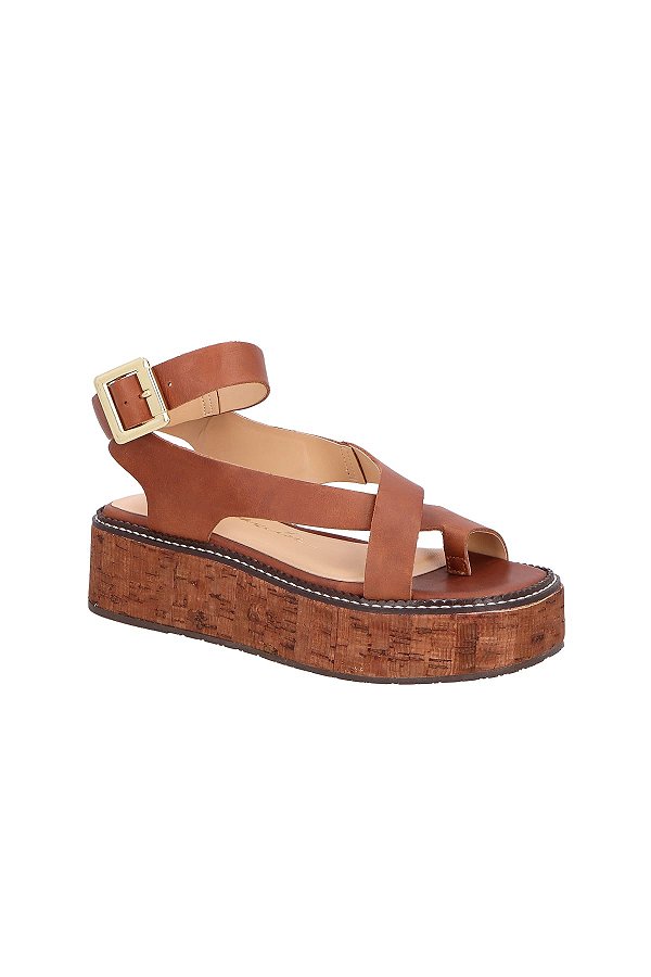 Papete Tiras Couro Fivela Plataforma Luiza Barcelos Coffee