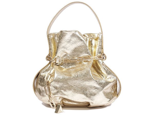 Bolsa Pequena Metalcolor Bucket Corrente Triangulo Schutz Dourada