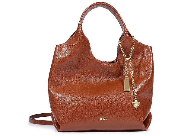 Bolsa Média Couro Croco Tag Corrente Tiracolo Schutz Camel
