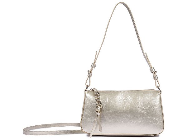 Bolsa Pequena Tiracolo Metalcolor Ziper Logo Schutz Dourado