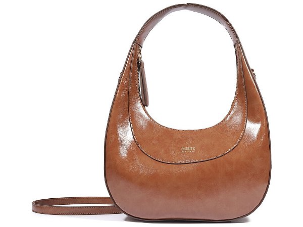 Bolsa Média Hobo Couro Ziper Alça Grande Schutz Camel